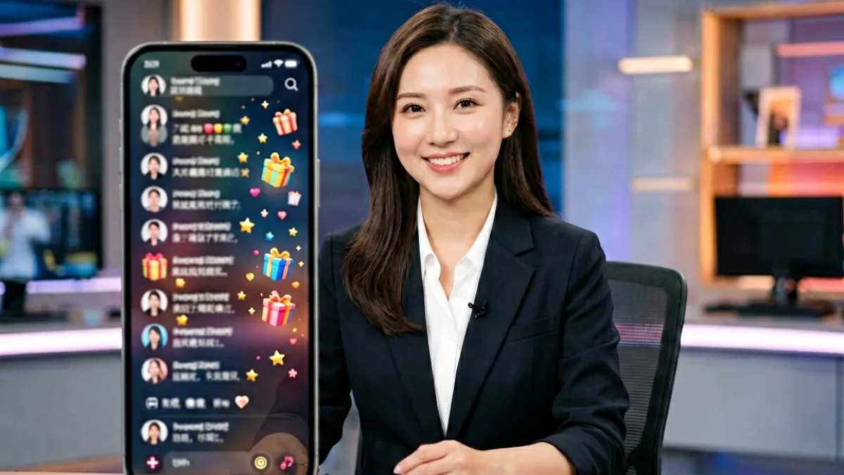 芭乐app下载直播互动专区示意图，展示主播与观众实时弹幕互动的场景