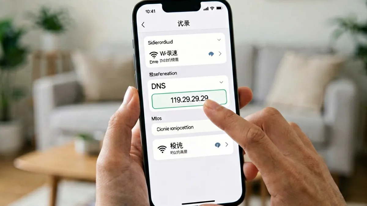 用户在手机 Wi-Fi 设置中修改 DNS 地址，以解决芭乐app下载后视频加载缓慢的问题